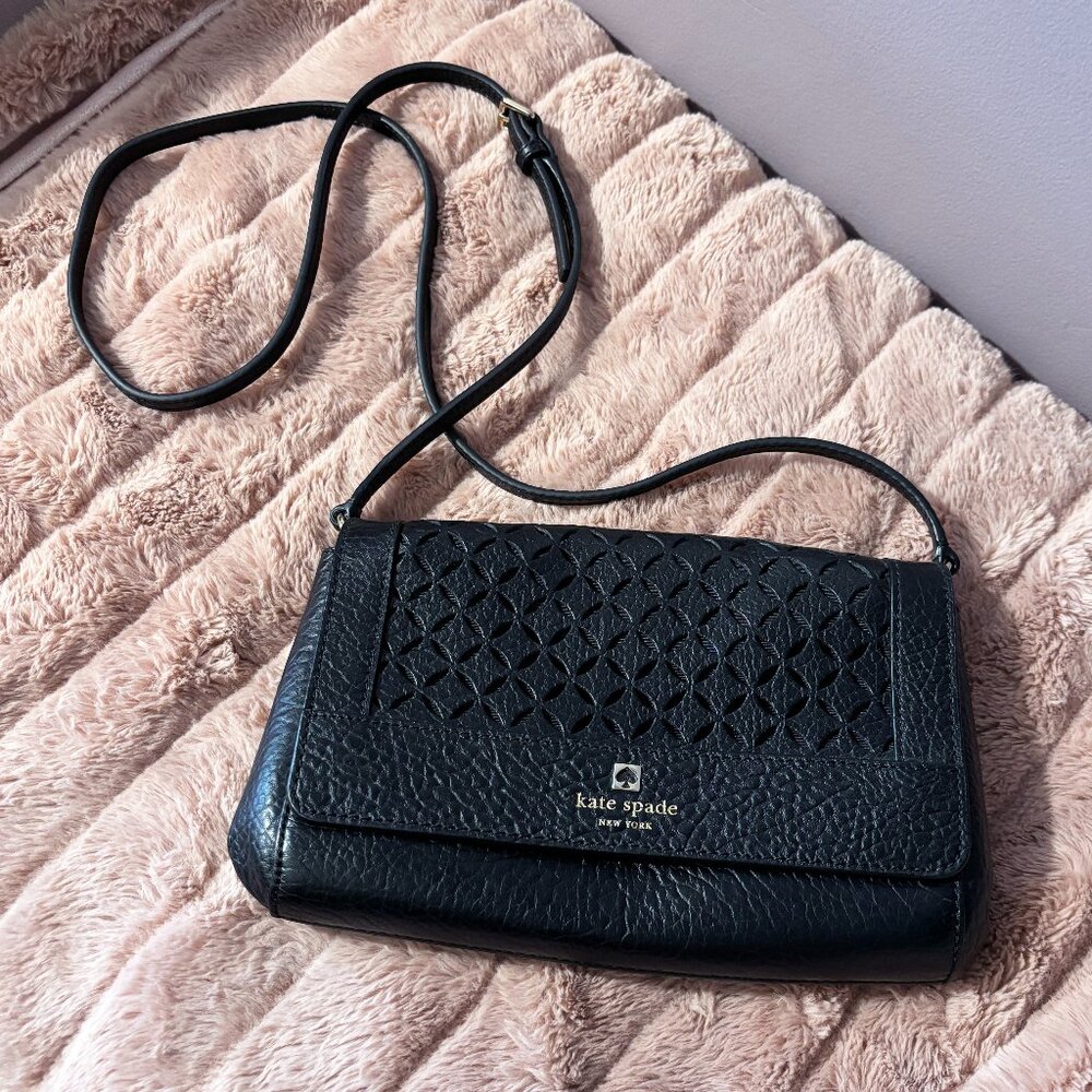 Kate Spade Perri Lane Greer Crossbody Bag - Black Leather
